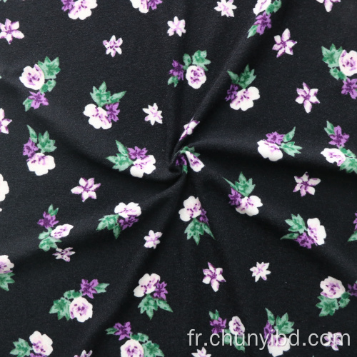 Petit beau motif de fleurs adapté au t-shirt d&#39;été / robe imprimé deux tissu de jersey de pêche latéral